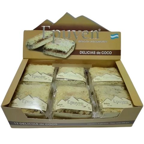 Cuadraditos de Coco con Dulce de Leche - Delicias Epuyén – Caja x 12 Unidades