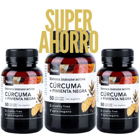 Natier: Cápsulas de Cúrcuma + Pimienta Negra - Pack Super Ahorro: 150 cápsulas