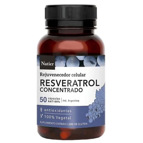 Natier: Resveratrol Antioxidante Natural Cápsulas X 50 Sin Gluten Vegano