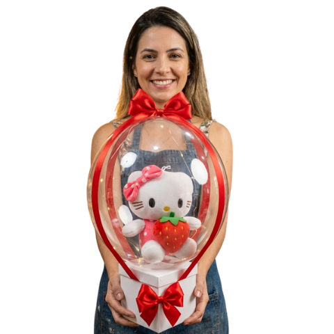 Box Aerostático con peluche y chocolates Hello Kitty