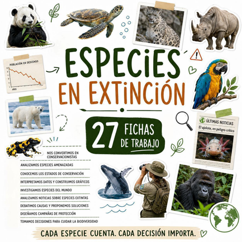 Bio-Clases: Especies en Extinción 🐼🦏🐢🐋