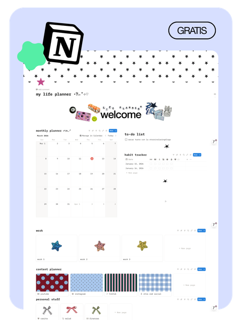 Dashboard Planner & organización | Notion template