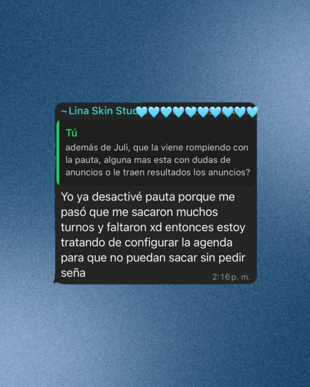 Testimonio de alumna por WhatsApp