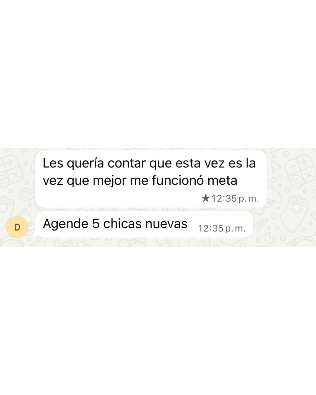 Testimonio de alumna por WhatsApp