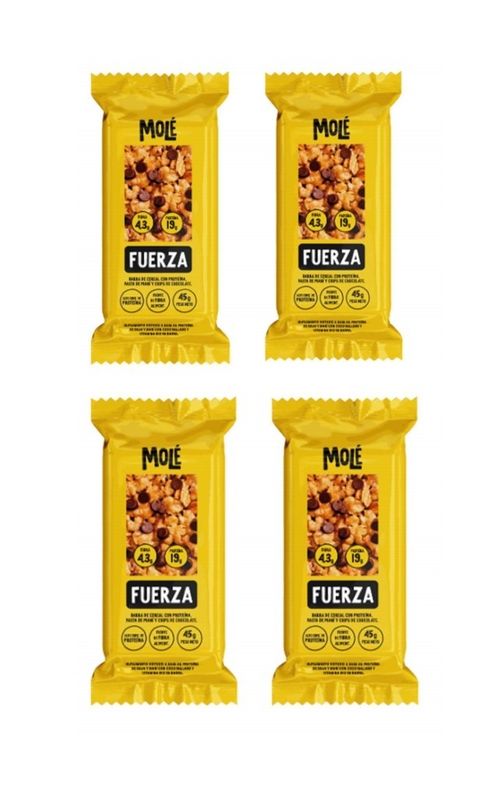 Barra de cereal Fuerza  (cereal, pasta de maní, proteínas y chips de chocolate) ( x 4 )