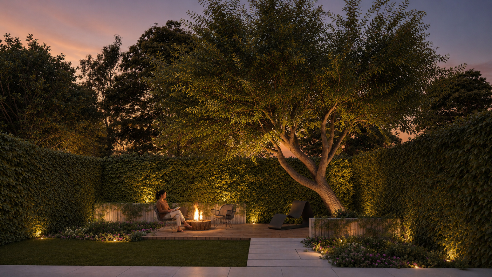 jardin moderno, jardin minimalista, jardin simple