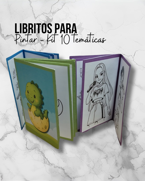 Libritos para pintar - Kit 10 temáticas