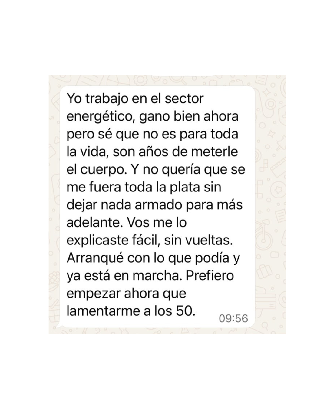 Testimonio de cliente sobre inversión