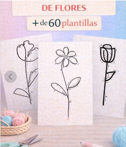 + de 60 MOLDES DE FLORES CON TRICOTÍN
