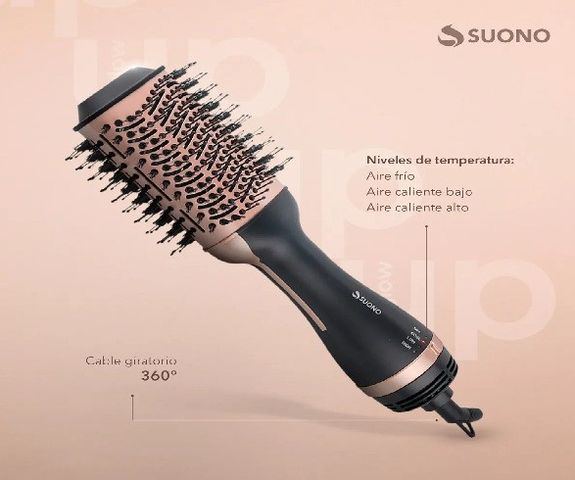 Cepillo Secador De Pelo Suono Voluminizador Frío Caliente Color Negro