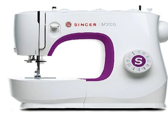 Máquina Coser Brazo Libre Cuerpo Metal Singer M3505 Color Blanco/Violeta