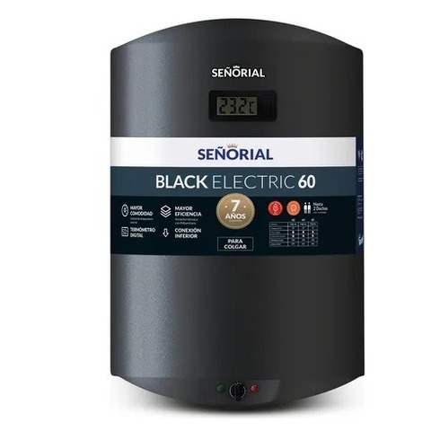 Termotanque Eléctrico Señorial Black 60 litros conexion inferior