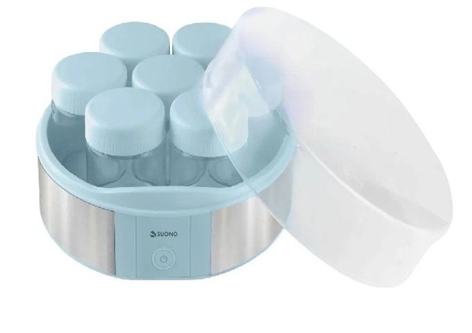 Yogurtera Suono 7 Vasos De Vidrio Yogurt Casero 1.4 L Color Celeste