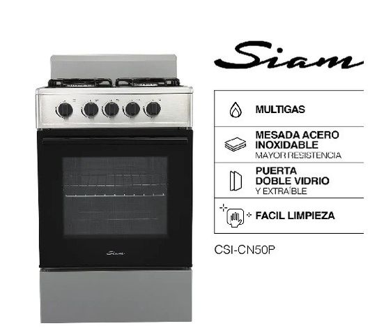 Cocina Multigas Siam Essential 50 Cm Plata,