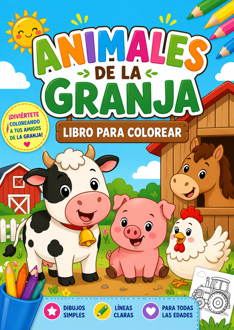 Libro para colorear ebook Animales de granja