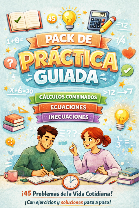 45 problemas sobre calculos combinados, ecuaciones e inecuaciones