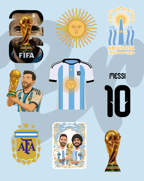 Pack Stickers Argentina PNG A4