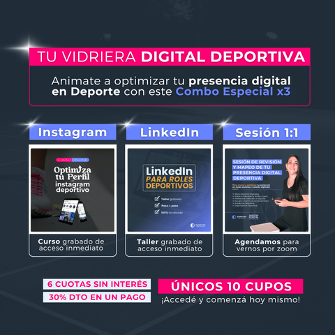 [COMBO CURSO + TALLER + SESIÓN 1:1] Para OPTIMIZAR y MAPEAR tu presencia digital deportiva