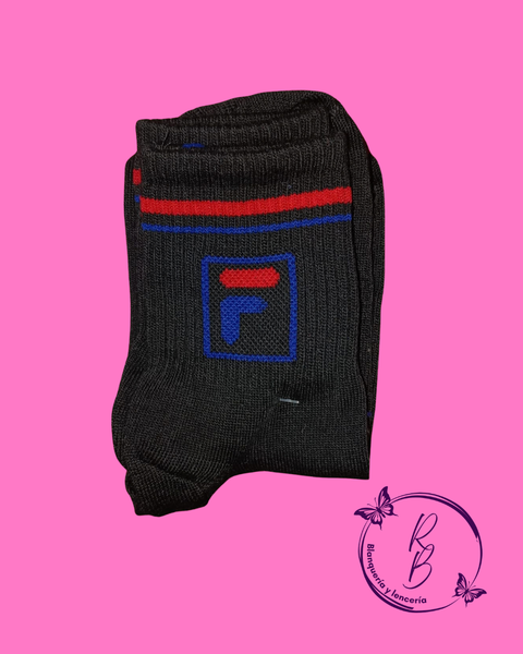 Medias 3/4 Fila Negra con Azul y Rojo
