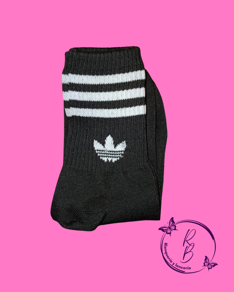 Medias 3/4 Adidas Negras con Lineas Blancas