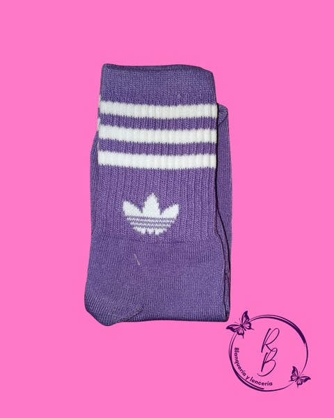 medias 3/4 Adidas Violeta con Lineas Blancas
