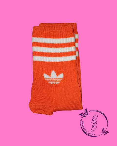 Medias 3/4 Adidas Naranja con Lineas Blancas