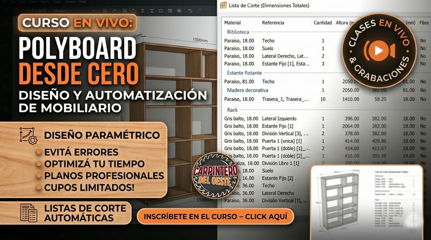 Polyboard desde Cero: Diseño Inteligente de Mobiliario (clases en vivo)