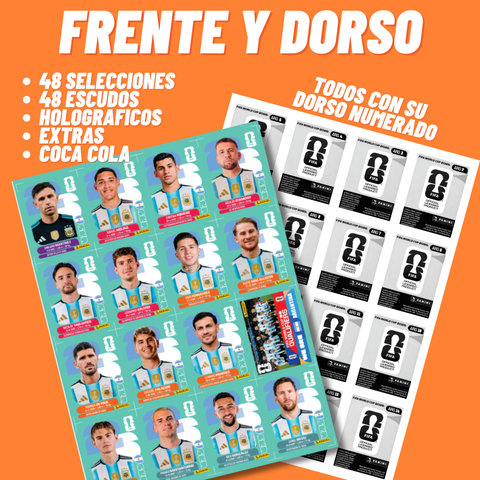 PACK FIGURITAS DE MUNDIAL FRENTE Y DORSO - IMPRIMIBLES - DIGITALES