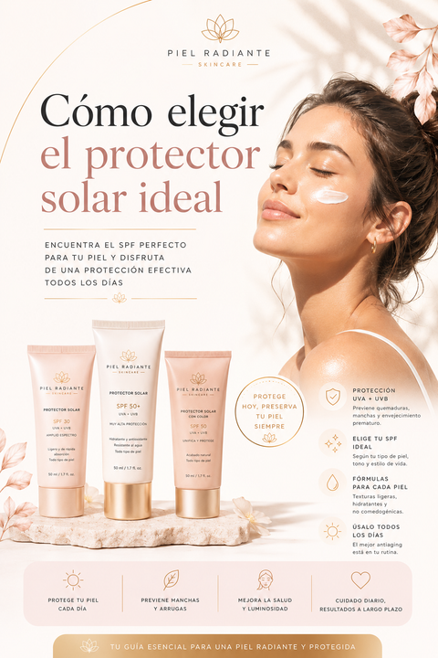 Cómo elegir el protector solar ideal: Tu guía para encontrar el SPF perfecto (sin rastros blancos ni brotes)