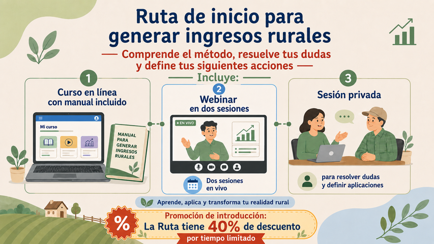 Ruta de inicio para generar ingresos rurales. Cuatro productos en uno