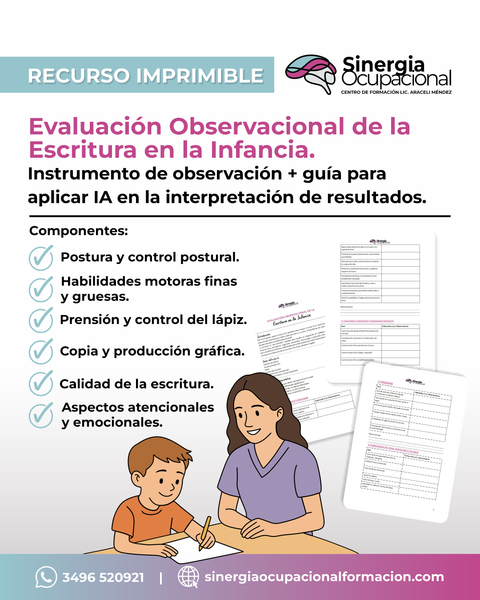 Recurso imprimible. Evaluación observacional de la Escritura en la infancia (PDF).  