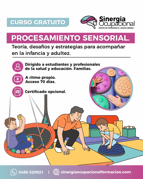 Certificado Curso Gratuito: Procesamiento Sensorial. Teoría, desafíos y estrategias. 