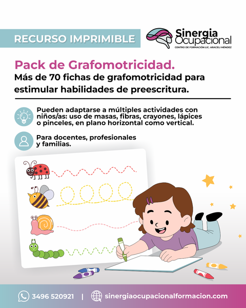 Recurso de preescritura imprimible: GRAFOMOTRICIDAD. 3 - 6 años. 