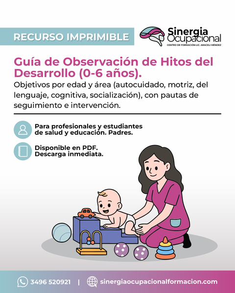 Guía de Observación de Hitos del Desarrollo (0-6 años). Objetivos por edad y área, con pautas de seguimiento e intervención.