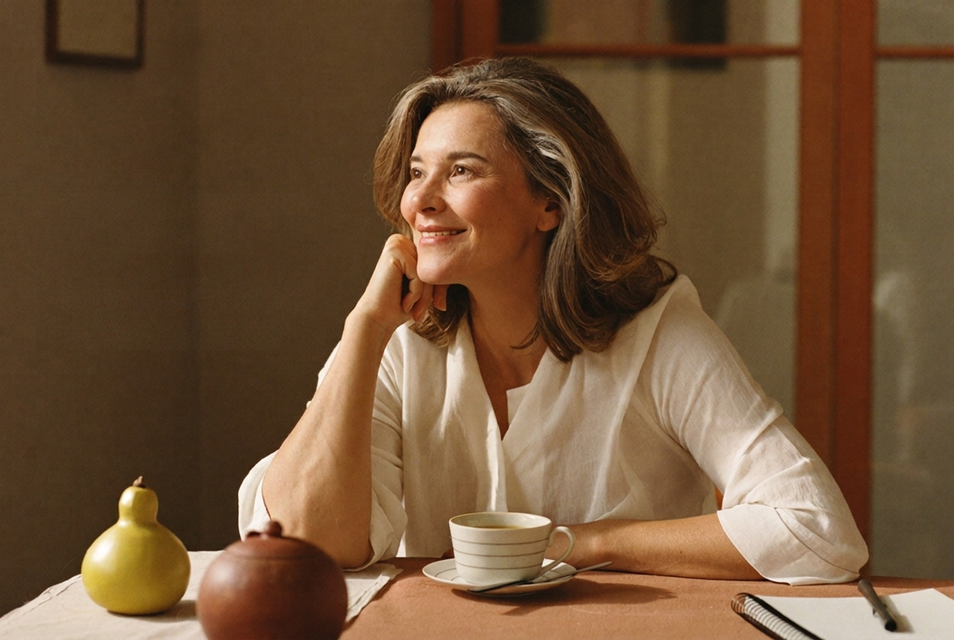 Mujer disfrutando de un momento propio con luz natural