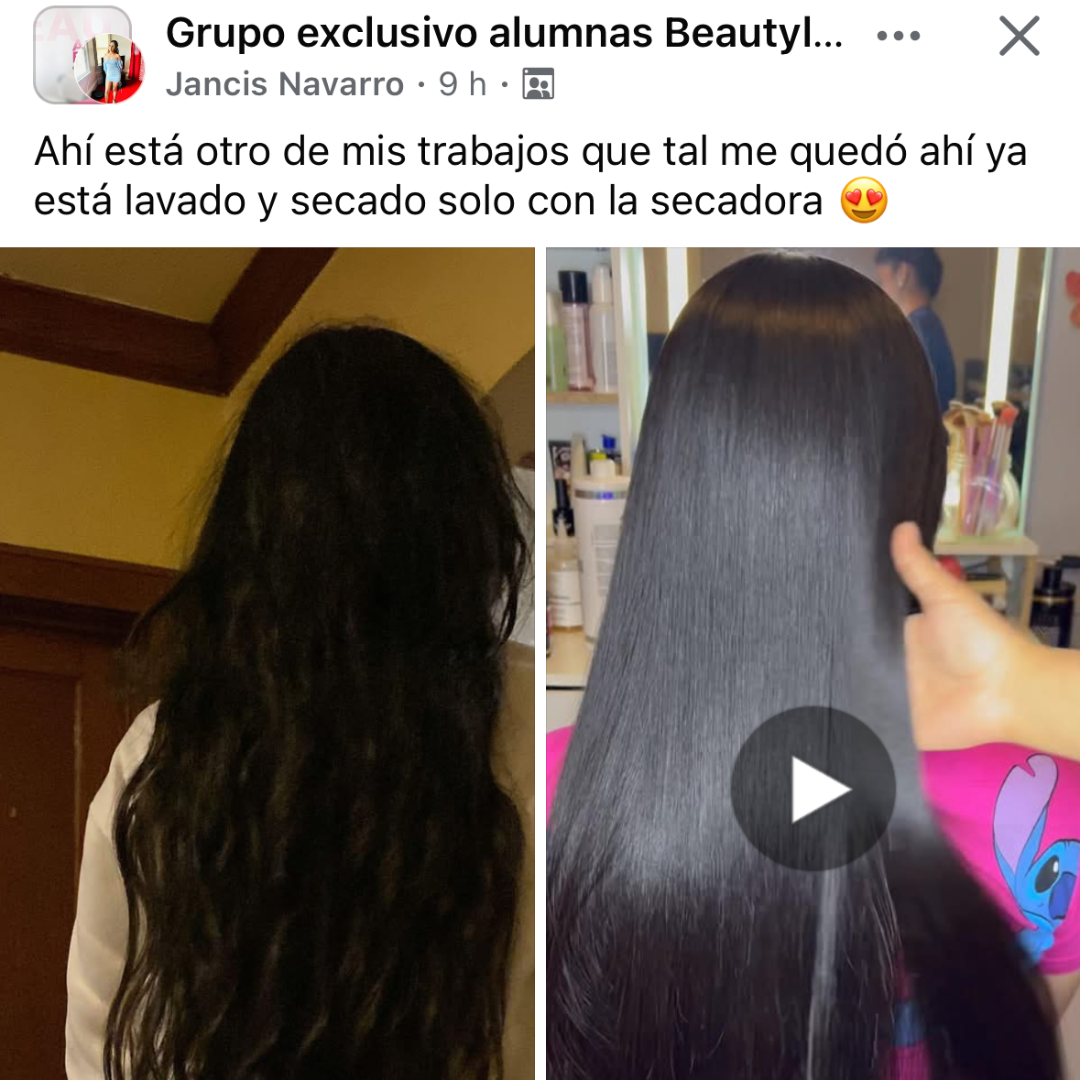 Antes y después de alisado profesional