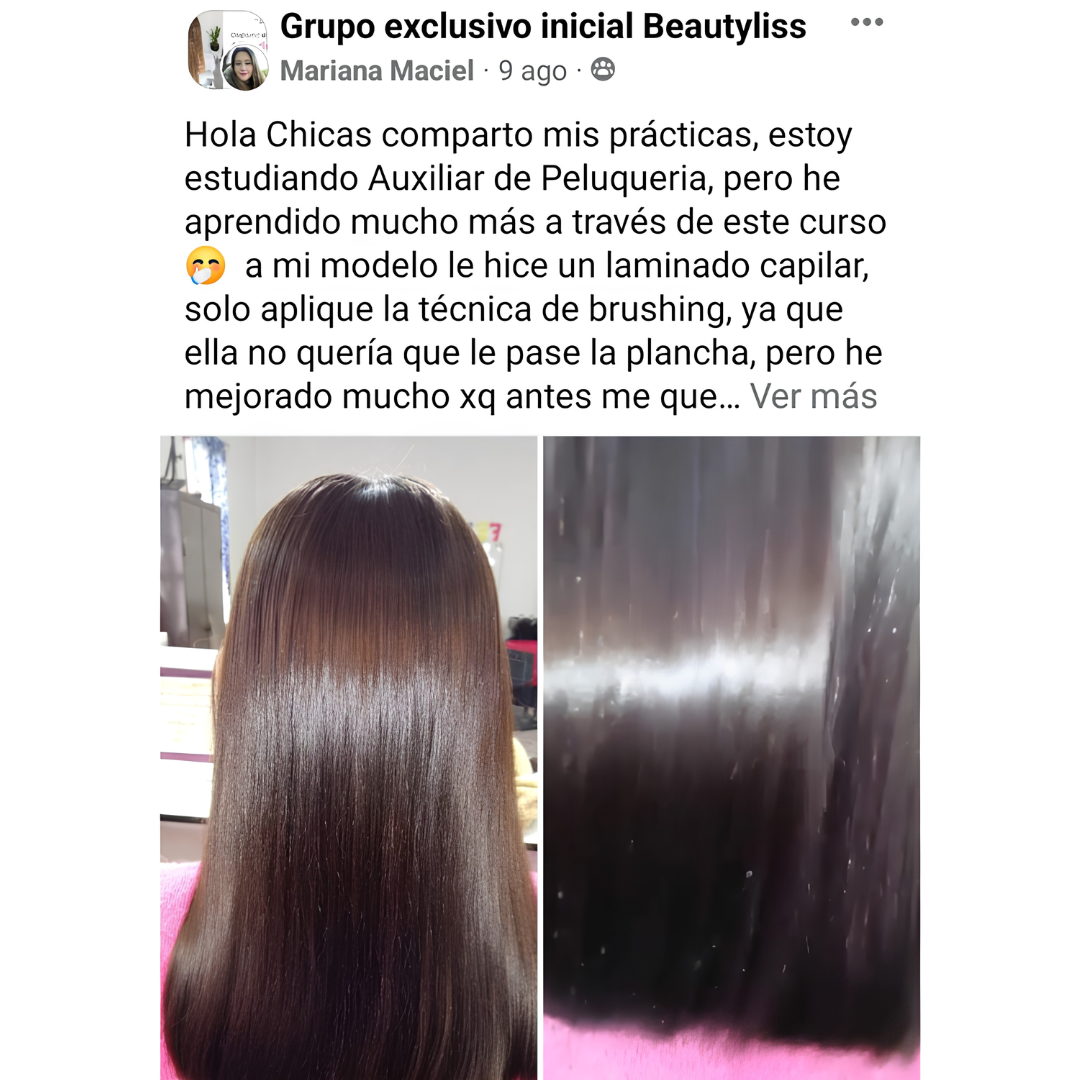 Resultado de alisado realizado por alumna de Beautyliss