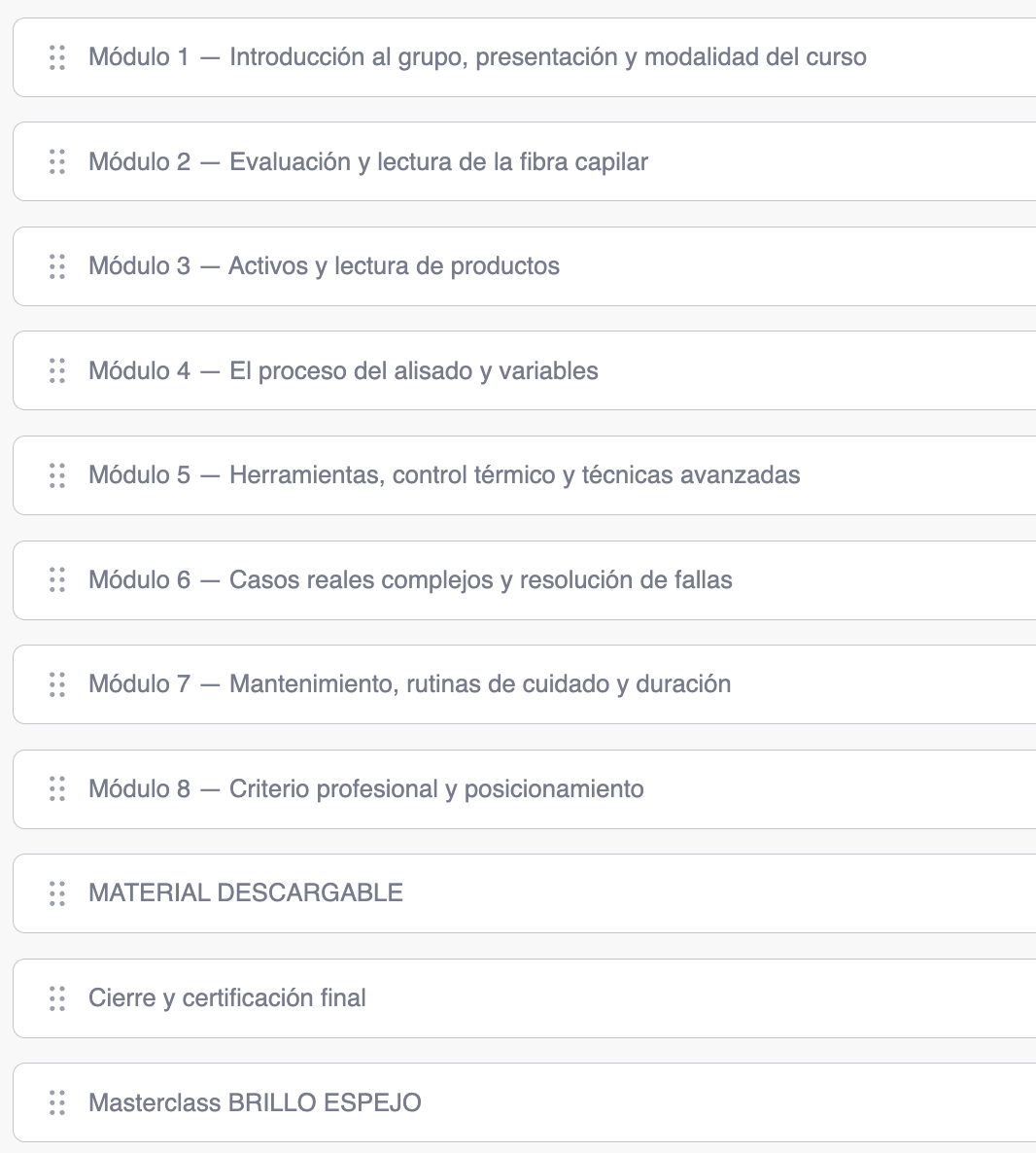 Materiales y contenidos del Master Alisados