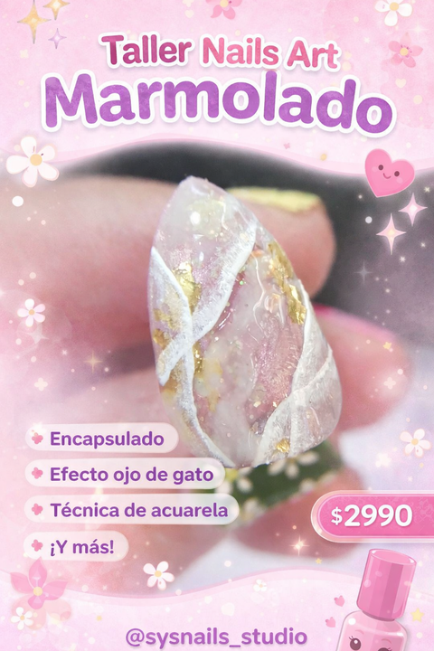 Taller nails art marmoleados 