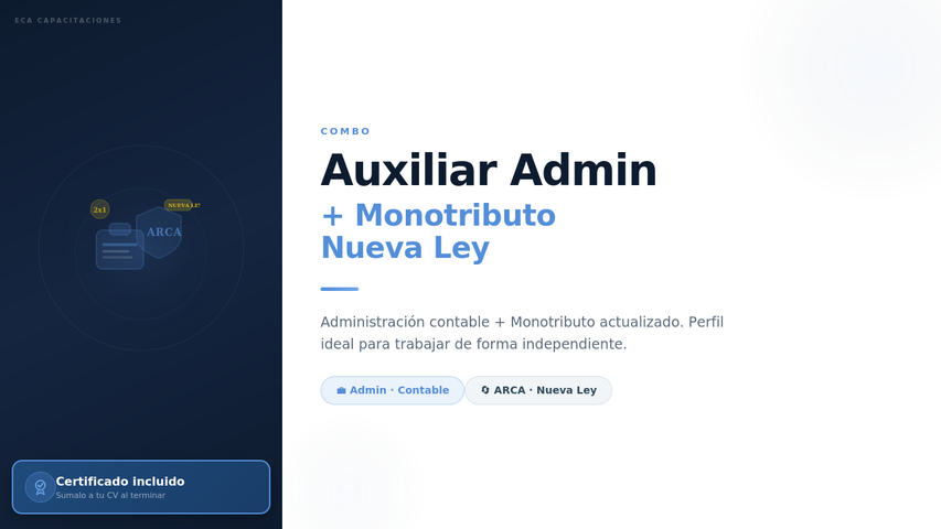 Auxiliar administrativo contable + Monotributo (Nueva Ley)