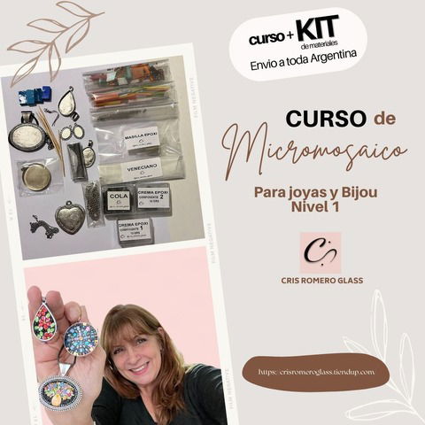 CURSO DE MICROMOSAICO EN JOYAS Y BIJOU NIVEL 1  CON KIT (Y envío dentro de Argentina)